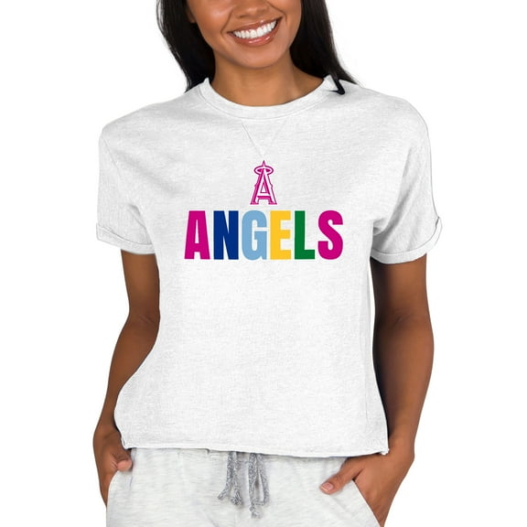 Women's Concepts Sport  Oatmeal Los Angeles Angels Mainstream Terry T-Shirt