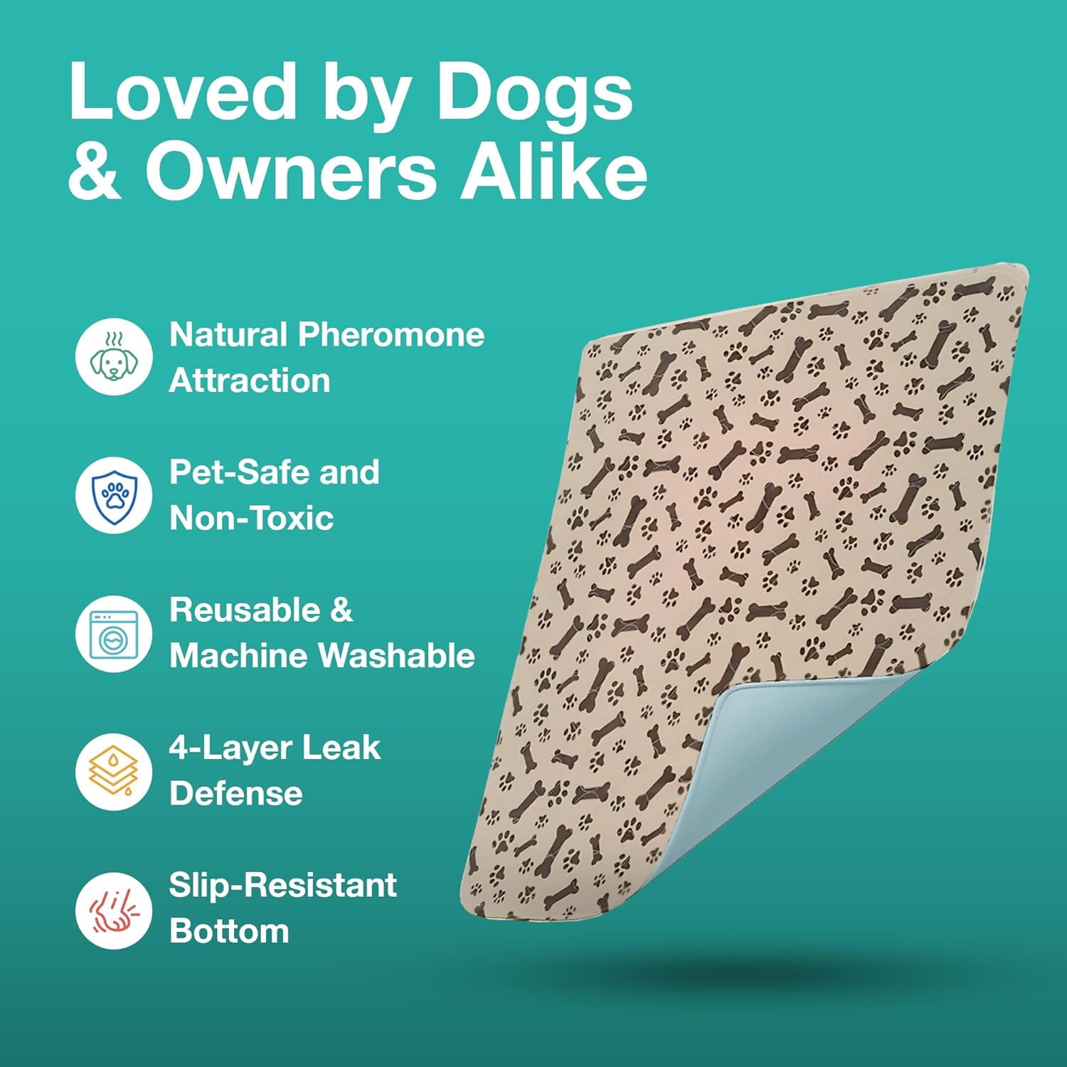 Washable Pee Pads for Dogs with Pheromone Attraction, Reusable Puppy Pads, Waterproof Non-Slip Training Pad, 31.25 × 27.25 in, Pet-Friendly for Crates, Apartments, Puppy Supplies (One Unit)