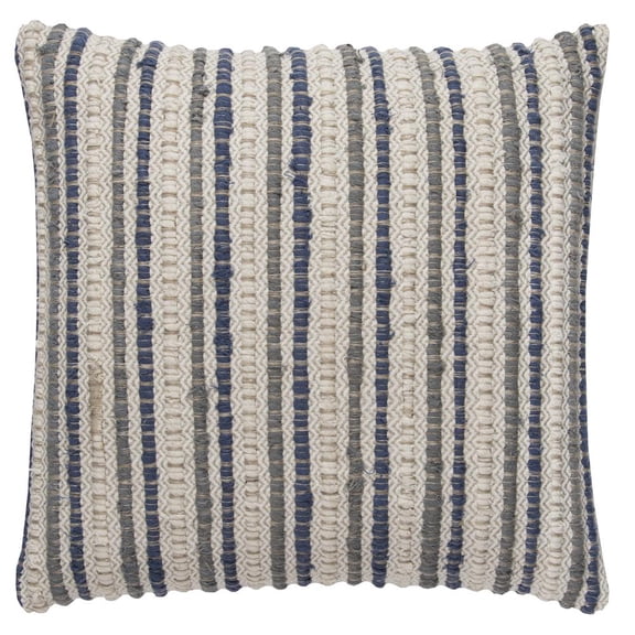 Rizzy Home Cotton Woven Stripe Blue 20"X20" Pillow Cover 2 Pack