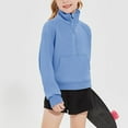 thumbnail image 6 of Half Zip Crop Sweatshirt For Girls Long Sleeve Pullover Tops Kids Lightweight Winter Clothes 3-14 Years Fashion Casual Solid Color, 6 of 7