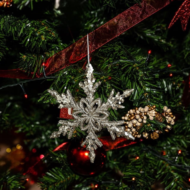 Fiudx Colgante de Copo de Nieve Navideño, Decoración Dorada Brillante, Material Irrompible, Versátil para Árbol o Corona, Ambiente Festivo, 4 Tamaños Disponibles, 1 Pieza Por Juego