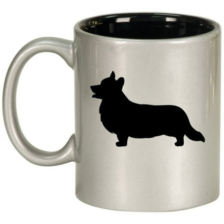 

Corgi Pembroke Welsh Ceramic Coffee Mug Tea Cup Gift for Her Him Friend Coworker Wife Husband Animal Lover (11oz Silver)