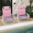thumbnail image 4 of Costway 4-Pack Folding Backpack Beach Chair 5-Position Outdoor Reclining Chairs with Pillow Pink, 4 of 10