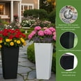 thumbnail image 5 of GreenShip 27 inch Tall Planters for Outdoor Plants, Large WhiteStone Flower Pots with Drainage & Inner Shelf, Modern Decorative Garden Pots for Porch, Patio, Front Door, 5 of 8