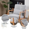 thumbnail image 6 of Tcbosik Accent Chair with Pillow, Mid-Century Modern Chair with Solid Wood Frame, Upholstered Lounge Armchair for Living Room, Bedroom, Balcony, Light Gray, 6 of 10