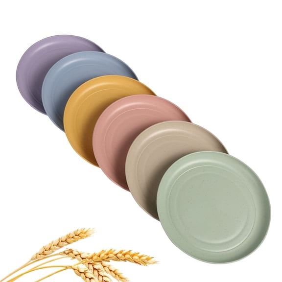 Wheat Straw Plates Lightweight Unbreakable Dinner Dishes Plates Set Dishwasher & Microwave Safe (Large 4 Pack 8')