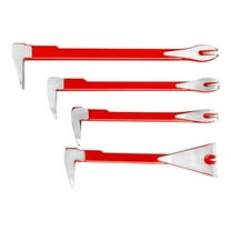 4-Piece Nail Puller Tool Set, 12in, 1in, 8in - Heavy Duty & Mini Pry Bar, for Home Remolding & Woodworking,4 x Crowbar,Red