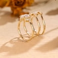thumbnail image 3 of vylahjewellery Unique 3-in-1 Bridal Ring Set Emerald Cut Diamond Engagement Ring Set Moissanite Side Stone Marquise Bridal Wedding Rings 14K Vermeil Yellow Gold Promise Ring, 3 of 8