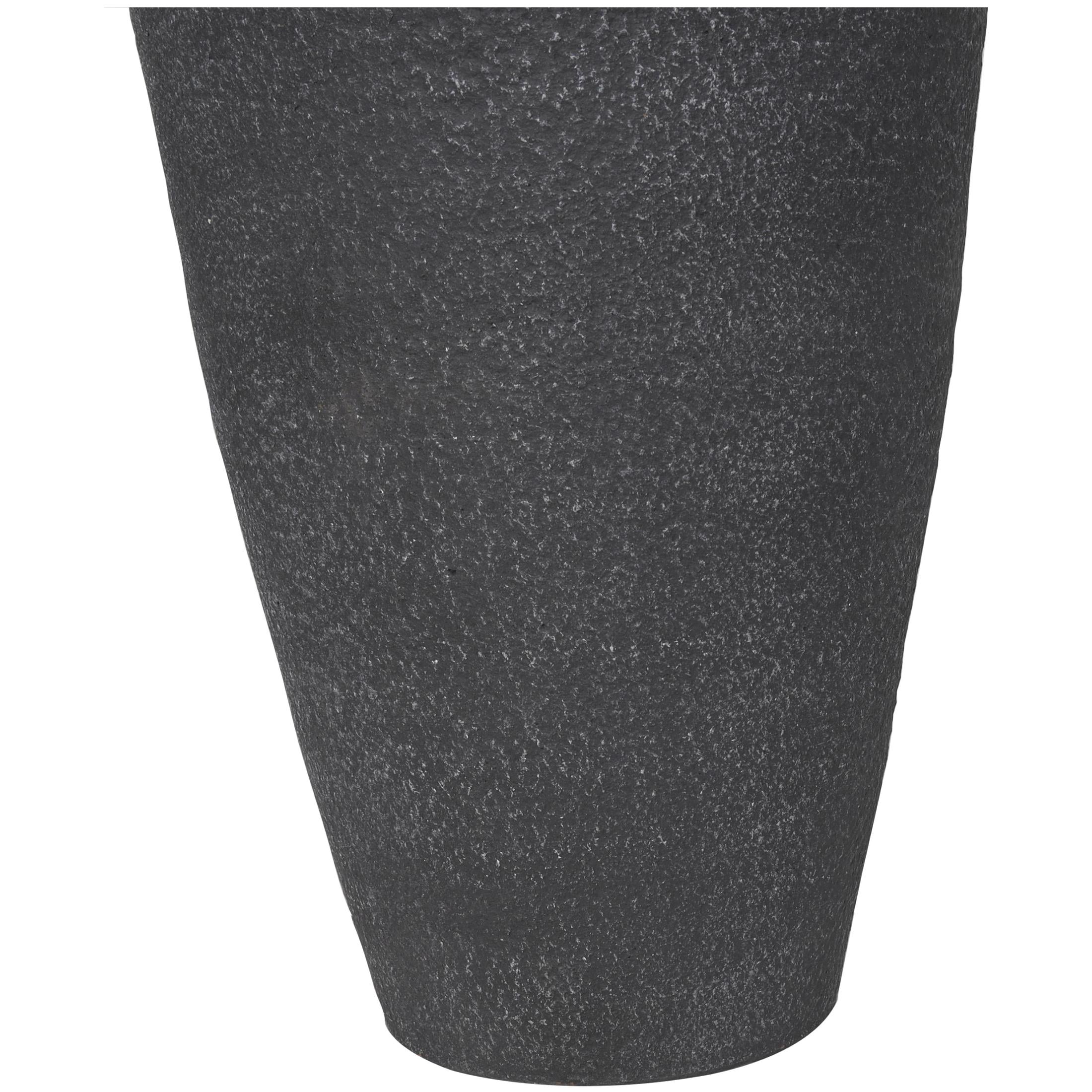DecMode 20" Whitewashed Textured Black Ceramic Vase