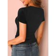 thumbnail image 2 of Womens Casual V Neck Button Down Blouses Long Sleeve Solid Color Slim Fit Knit Tunic Tops, 2 of 2