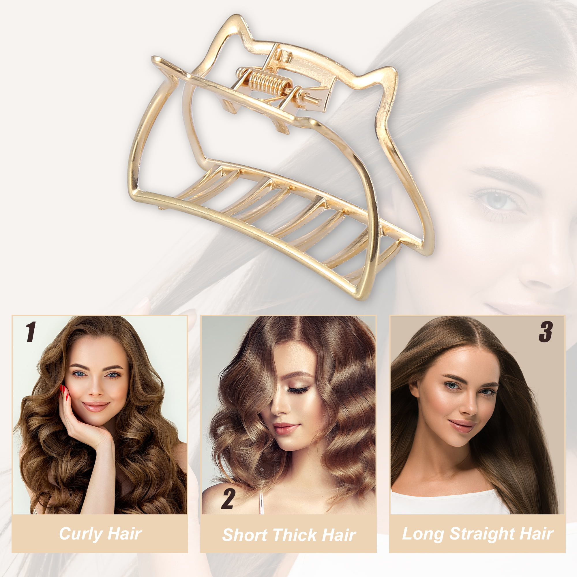 Metal Hair Claw - Gold-colored - Ladies
