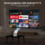 HY300 Ultra Mini Projector with 4K Support, 170 ANSI, Android 11, WiFi 6, Bluetooth 5.4, 210° Rotation, Auto Keystone Correction & 5W Speaker
