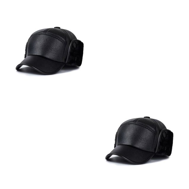 Guardurnaity Elder Cold Autumn PU Hats with Cap Windproof Warm-keeping Protector Soft Ear Outdoor Activity Accessory Thickened Portable Warm uno 2piezas