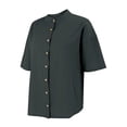 thumbnail image 6 of Zpanxa Womens Button Down Shirt Band Collar Short Sleeve Loose Fit Casual Solid Color Blouses for Summer, 6 of 8
