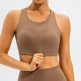 thumbnail image 3 of DuoJiaJ Womens Workout Sports Bras Fitness Backless Padded Low Impact Bra Yoga Crop Tank Top Plus Size Bras Brown, 3 of 5