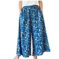 thumbnail image 1 of Pantalones de Mujer Casual Silk Printed Loose Wide Leg Pantalones Recortados de Poliéster, Pantalones Casuales para Uso Diario Y Al Aire Libre, 1 of 4