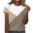 thumbnail image 1 of KIHOUT Nouveaux Hauts de Mode d'Été pour Femmes 2024, Blouse à Manches Courtes Imprimée pour Dames, Col Rond, Hauts Décontractés Kaki P, 1 of 2