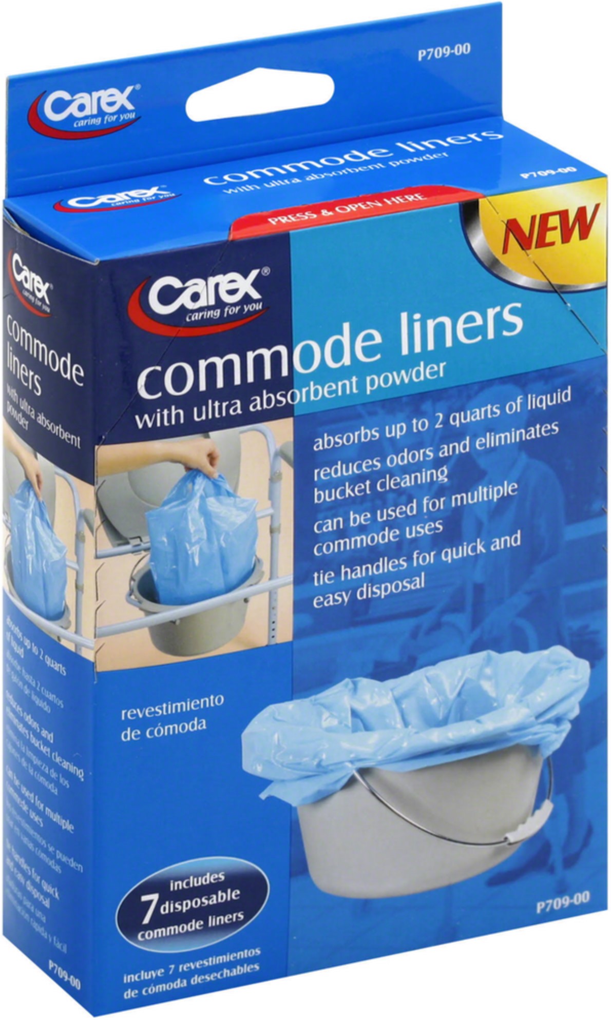 Carex Commode Liners with Ultra Absorbent Powder 7 ea (Pack of 3