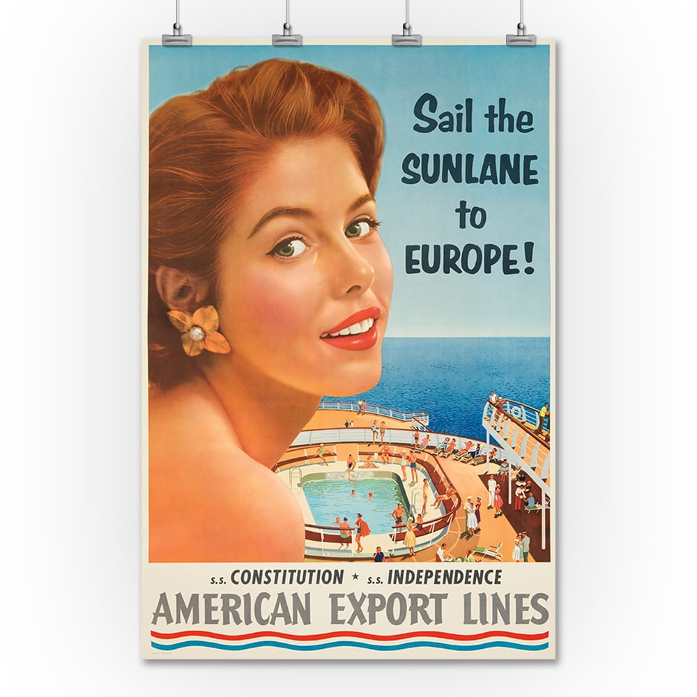 American Export Lines Vintage Poster USA c. 1955 (36x54 Giclee Gallery