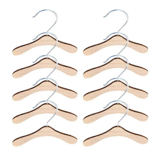 10 Pieces Wooden Pet Apparel Hangers Wooden Portable Clothes Hanger Durable Gift Ultra Thin Space Saving Hook Design L