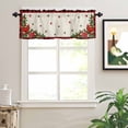 thumbnail image 2 of Christmas Valances for Windows Cardinal Pine Leaf Berry Floral Linen Red Plaid Rod Pocket Curtain Valance Window Treatment Short Curtains for Kitchen Living Room, 60"x14", 2 of 5