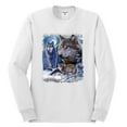 thumbnail image 2 of Wolves and the Moon in the Winter Night | Mens Animal Lover Long Sleeve T-Shirt, White, Medium, 2 of 3