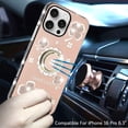 thumbnail image 4 of For iPhone 16 Pro 6.3in Case Crystal Studded Ring stand Bling + Tempered Glass, 4 of 4
