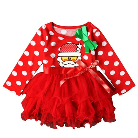 

BULLPIANO 1-6T Girls Christmas Layered Tutu Dresses Princess Little Girls Xmas Santa Claus Party Holiday Tulle Dress