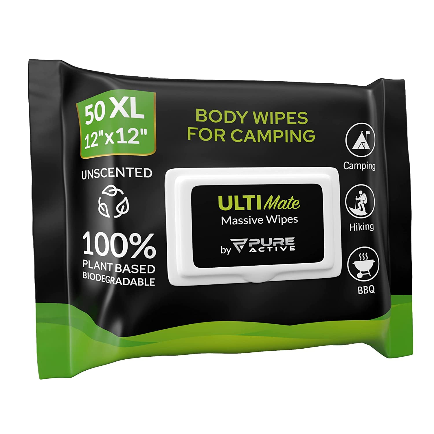 Body Wipes for Camping 50 XXL Camping Wipes 12''x 12'', Shower Body