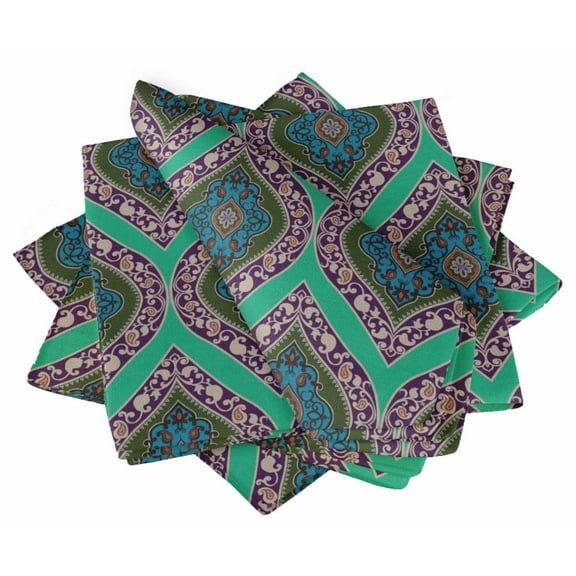 "S4Sassy Green Seamless Damask Dinner Table Linen Re-Usable Printed Decor Napkins Set 18 x 18""(Pack of 4)"