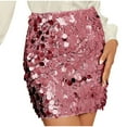 thumbnail image 2 of Maoxin Womens Skirts Womens Fashion Solid Color Glitter Tight Fitting Wrap The Buttocks Invisible Zipper Short Skirt ,Pink,S, 2 of 5