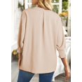 thumbnail image 3 of Women's Dressy Casual V Neck Batwing Sleeve Blouse - Loose Fit Smocked Cuff Fall Tops, 3 of 7