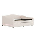 thumbnail image 6 of Harper & Bright Designs Full Size Daybed with Trundle, Teddy Fleece Full Upholstered Daybed Frame with Light, USB Ports and Sockets, Beige, 6 of 14
