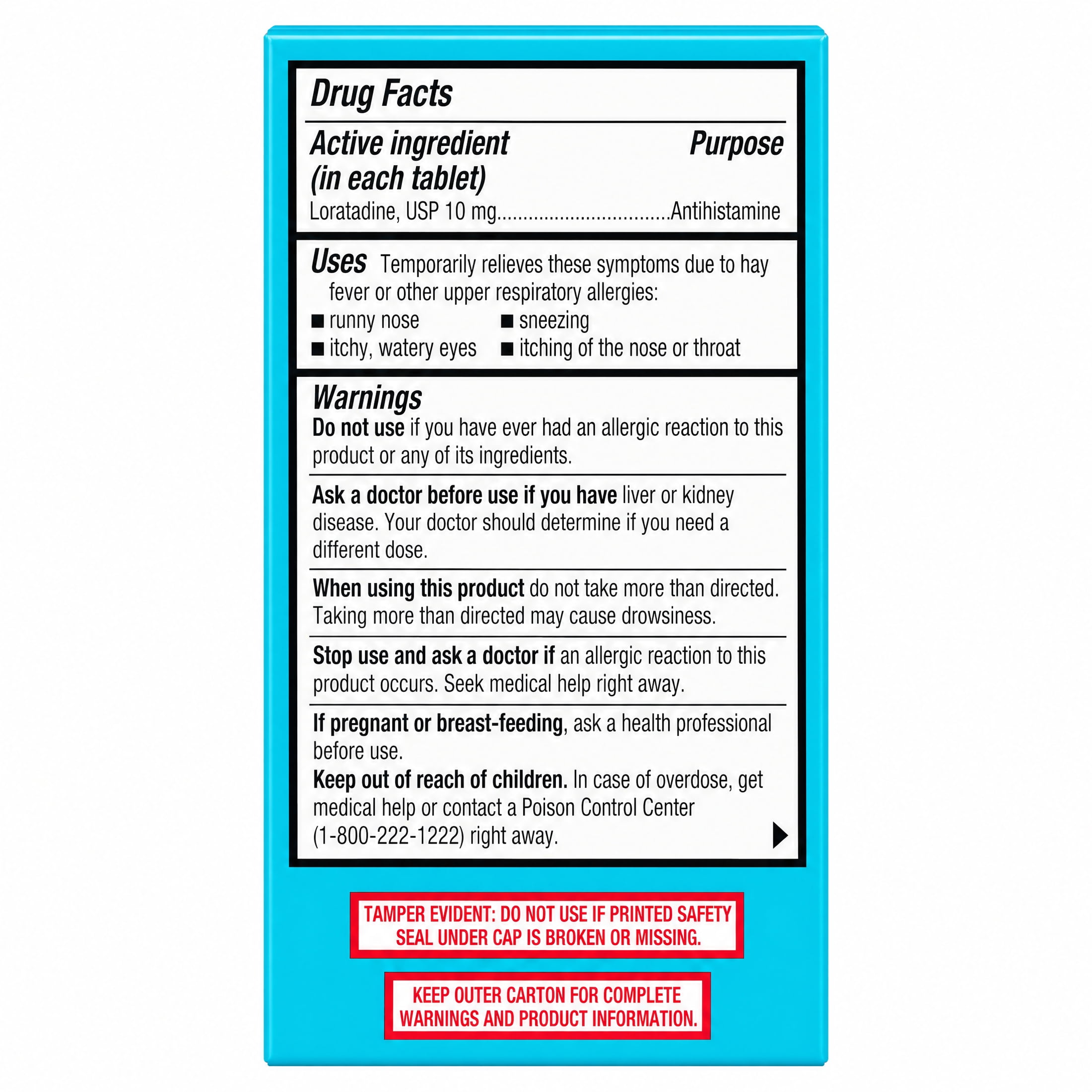 Equate Non-Drowsy All Day Allergy Relief Loratadine 10 mg Tablets, 60 Count