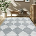 thumbnail image 5 of GlowSol 5'x7' Modern Geometric Area Rugs for Living Room Modern Checkered Rug Distressed Trellis Rug Soft Foldable Accent Rug, Gray, 5 of 7