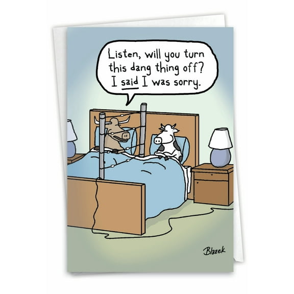 1 Funny Sorry Card with Envelope - Cow Fence Sorry C6953SRG