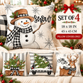 thumbnail image 2 of Lomyolo Merry Christmas Throw Pillow Covers Set of 4, 18x18 Inch Red Holiday Cushion Cases with Reindeer & Tree Print, Soft Xmas Decorations for Couch, Sofa, Winter Home Decor Gift, 2 of 7