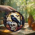 thumbnail image 5 of Halloween Raven Stained Glass Suncatcher, Skull and Raven Decor, Spooky Halloween Window Hanging, Gothic Forest Theme, Skull Halloween Decor, 5 of 6