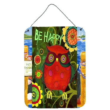 Carolines Treasures PJC1027DS1216 Be Happy Oh Yeah Owl Wall or Door Hanging Prints 12x16 multicolor