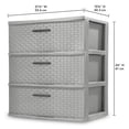 thumbnail image 3 of Sterilite 3 Drawer Wide Weave Tower, Plastic Décor Drawers with Pull Handles, Gray, 3 of 10
