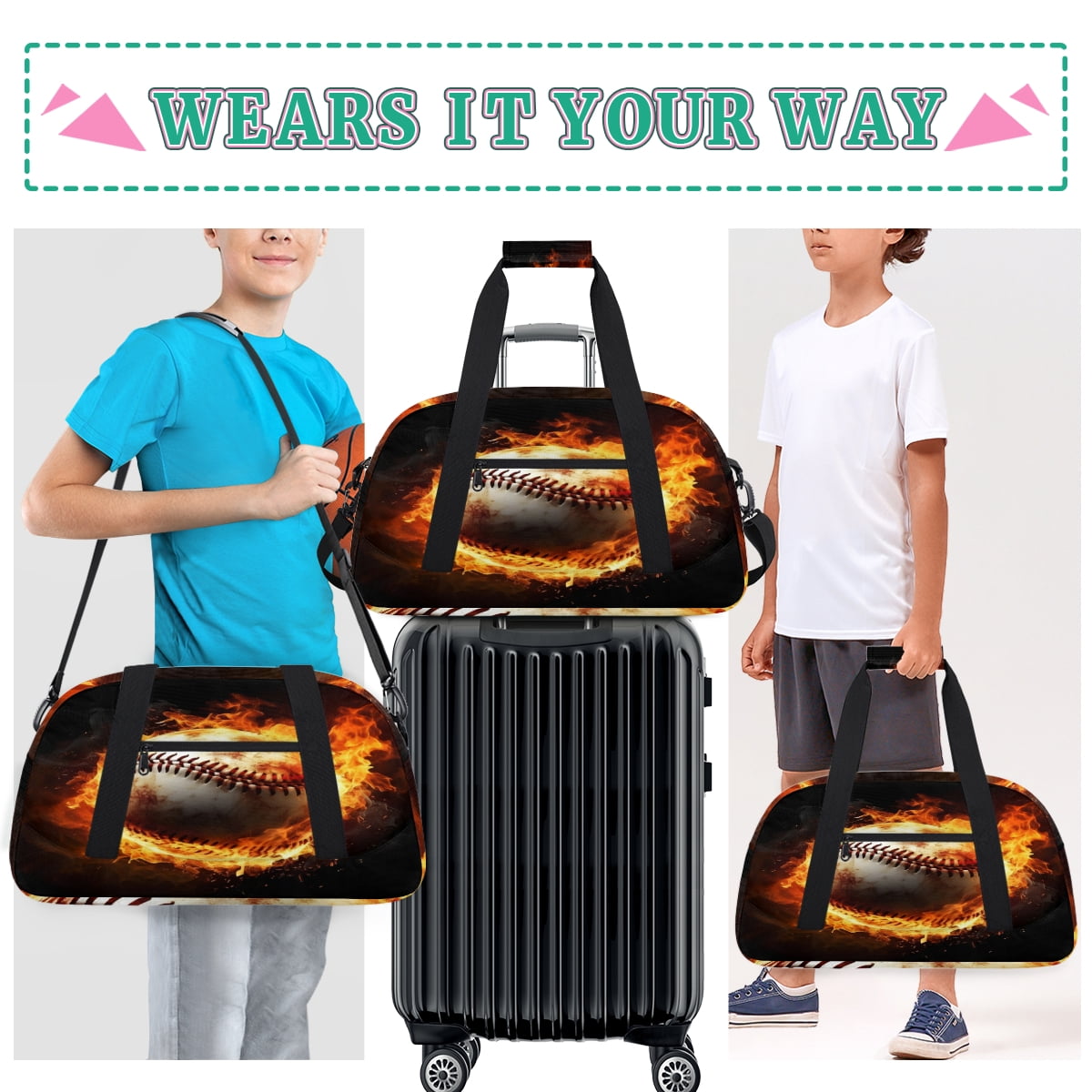 Qzjjjmy Rugby Bag for Boys Sport Duffel Bag Kids Men Gym Bag Travel Duffle Bag