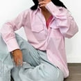thumbnail image 3 of ZZwxWA Button Down Shirts for Women, 2025 Summer Trendy Classic Striped Long Sleeve Collared Tops Office Work Blouses, 3 of 5