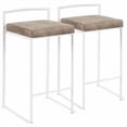 thumbnail image 6 of Fuji Contemporary Stackable Counter Stool In White With Light Grey Cowboy Fabric Cushion - Set Of 2, 6 of 6