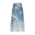 thumbnail image 4 of Spring Dresses for Women Viikei Women's A-line Skirt with Pockets,Women's Printed Elastic Waistband Pleated Pocket Skirt With Mid Calf Skirt Blue XL, 4 of 5