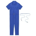 thumbnail image 5 of Alvivi Men's Blend Work Coveralls Short Sleeve Jumpsuit Multiple Pockets Zipper Overalls Workwear Blue XL, 5 of 7
