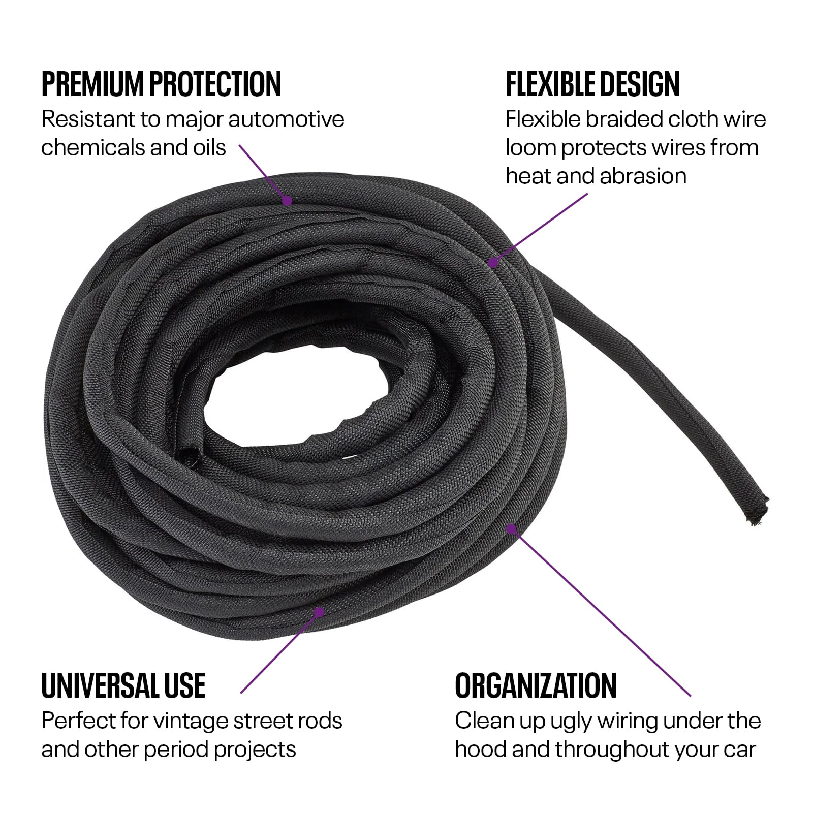 5/16 x 10 ASPHALT CLOTH WIRE LOOM ORIGINAL RESTORATION 5/16 x 10 ASPHALT CLOTH WIRE LOOM ORIGINAL RESTORATION