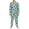 thumbnail image 3 of Salouo Blue Sunflowers Print Button-Front Long Sleeve Pajama Set for Men, Soft 2Pjs Men's Long Sleeve Sleepwear-XX-Large, 3 of 7