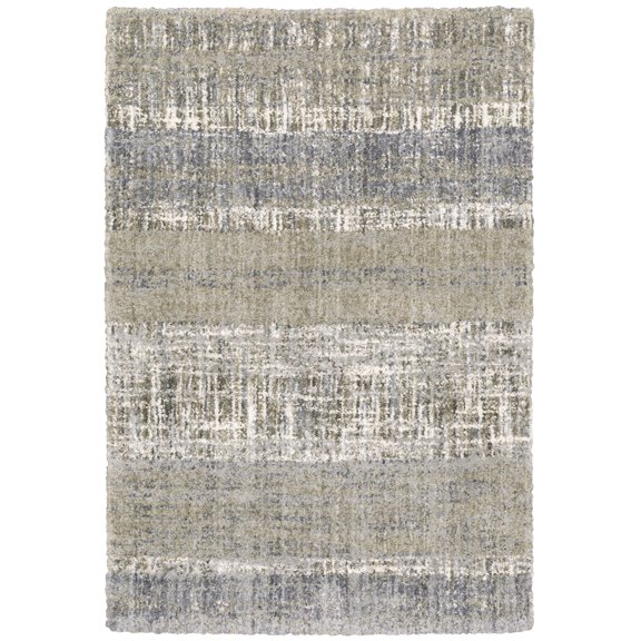Moretti Glyph Area Rug 530J9 Shag Grey Banded Rows 3' 10" x 5' 5" Rectangle