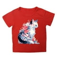 thumbnail image 2 of XQYLOS Preteen Girls' Lightweight Tee Girls' Stylish Summer Top Girls Summer Loose Casual Trendy Cute Cat Printed Short Sleeve T Shirt Top Children'S Colorful T-Shirt, 2 of 3