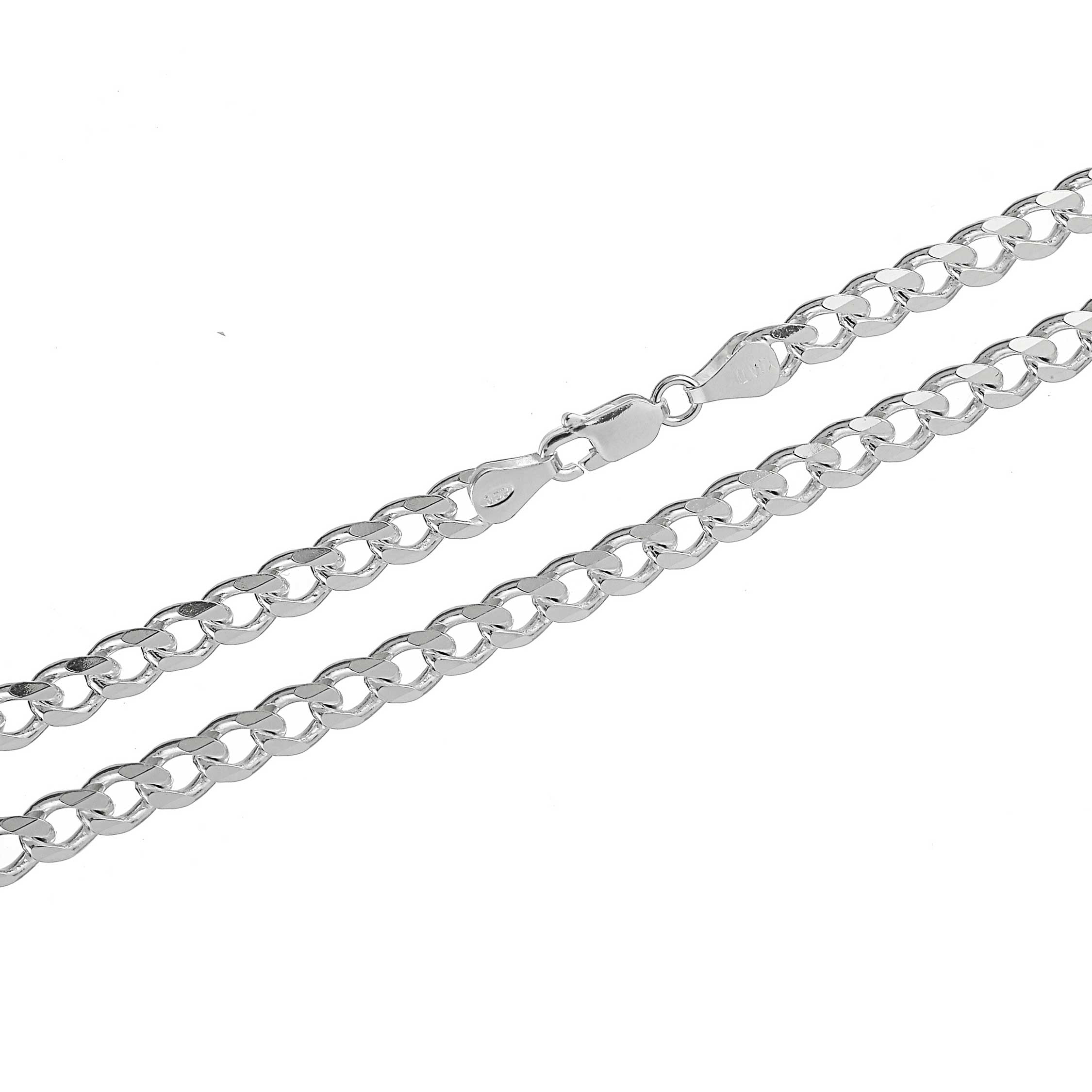 Men's Sterling Silver Curb Chain Necklace 5.5mm Cuban Link Made in Italy  5.5mm 22 inch